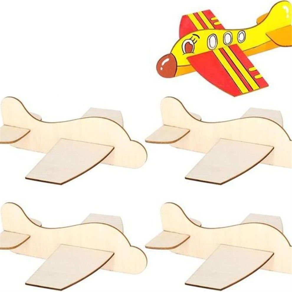 Exogio 4Pcs Blank Wood Aircraft Assemble Plane Toy Balsa Airplanes Airplane Toys Model Kids