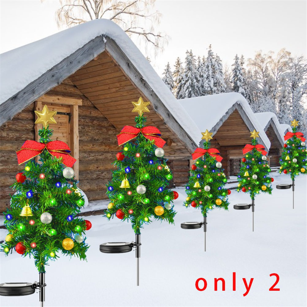 2Pcs Solar Christmas Tree Lights Outdoor Waterproof Xmas Stake Decorations 4852752477700