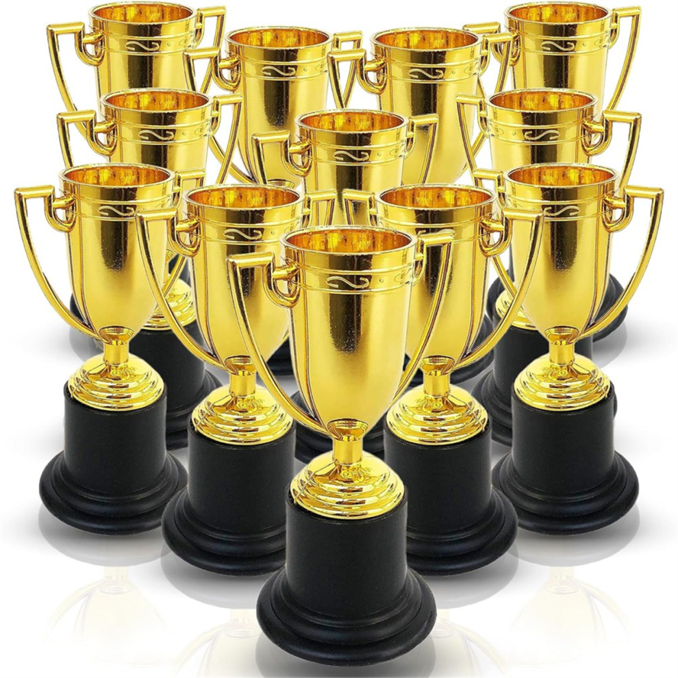 Exogio Golden Plastic Cup Trophy For Kids -40 Pack - 3.8 Inch Achievement Prize Awards Ideal Recognition School, Sports