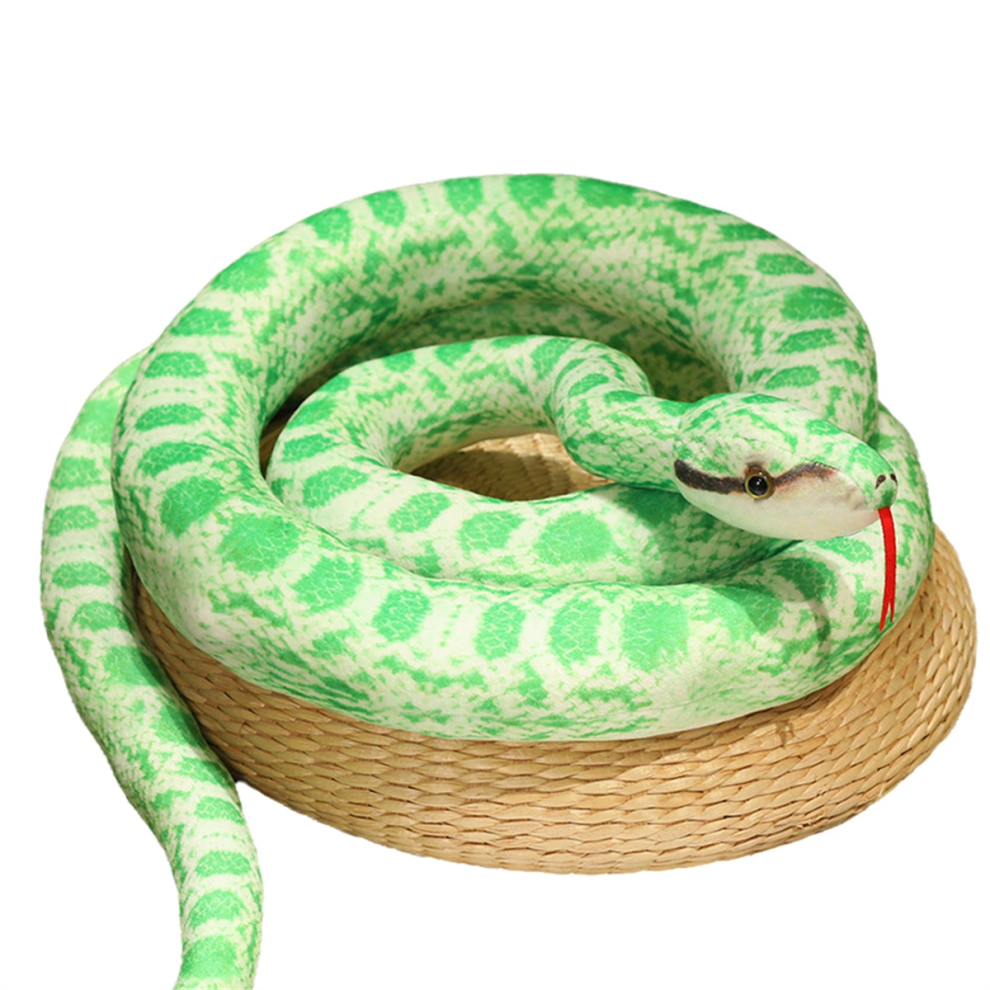 Exogio Green Simulation Python Plush Toy Giant Cobra Animal Doll Halloween Decoration Gift