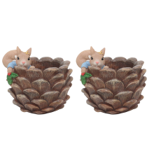 Pot de fleurs en résine pour jardin, noix d'écureuil, décoration de bureau, plantes vertes en pot, pommes de pin