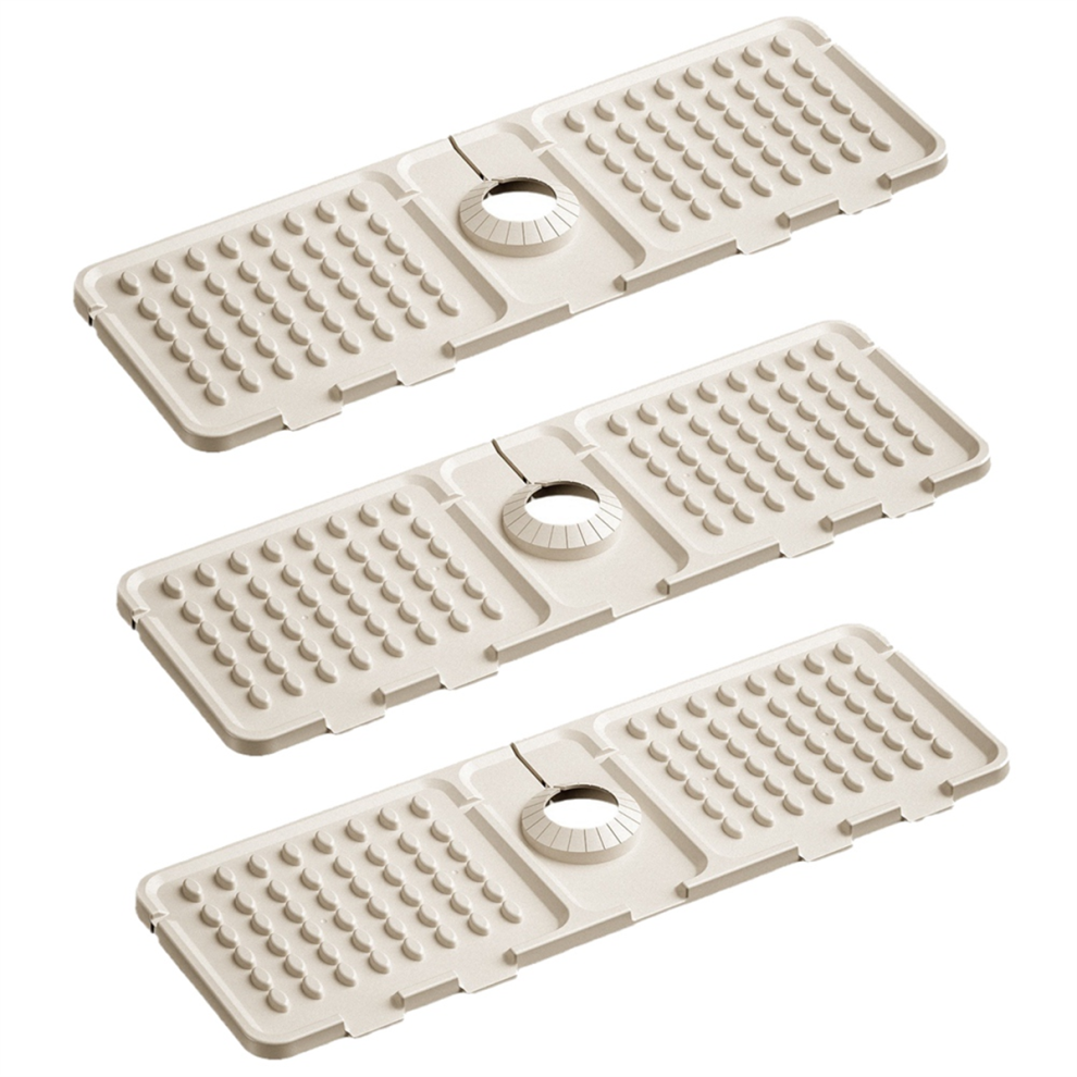Kitchen Sink Faucet Pad, Silicone Pad Splash Guard, Water Absorption Protection Creamy-White 4852752481943