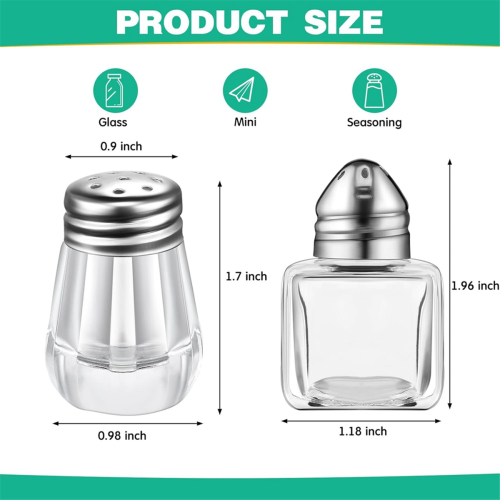 Mini saliera e pepiera Clear Seasonings Tiny Spice Trasparente Condimento Argento 2