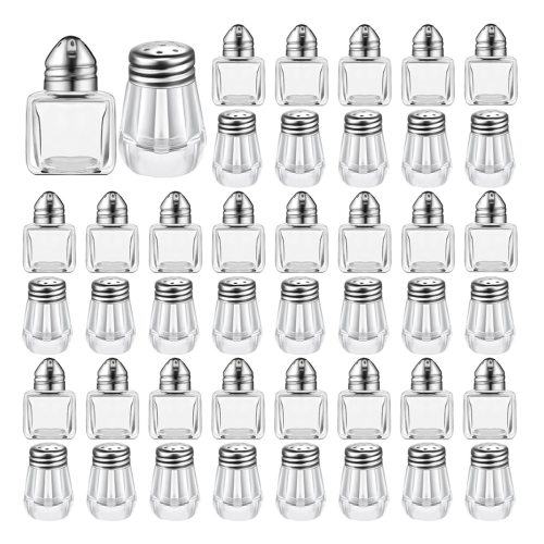 Mini saliera e pepiera Clear Seasonings Tiny Spice Trasparente Condimento Argento
