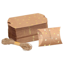 Paper Chocolate Boxes Empty Pillow Shape Candy Packaging Box Gold Stars Pattern Small Handmade Cookies