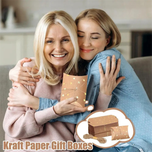 Paper Chocolate Boxes Empty Pillow Shape Candy Packaging Box Gold Stars Pattern Small Handmade Cookies 2
