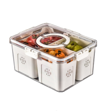 Obstschale für große Picknicks, Kühlschrank, Lebensmittelaufbewahrung, transparente Snackbox in der Küche, 3 Gitter
