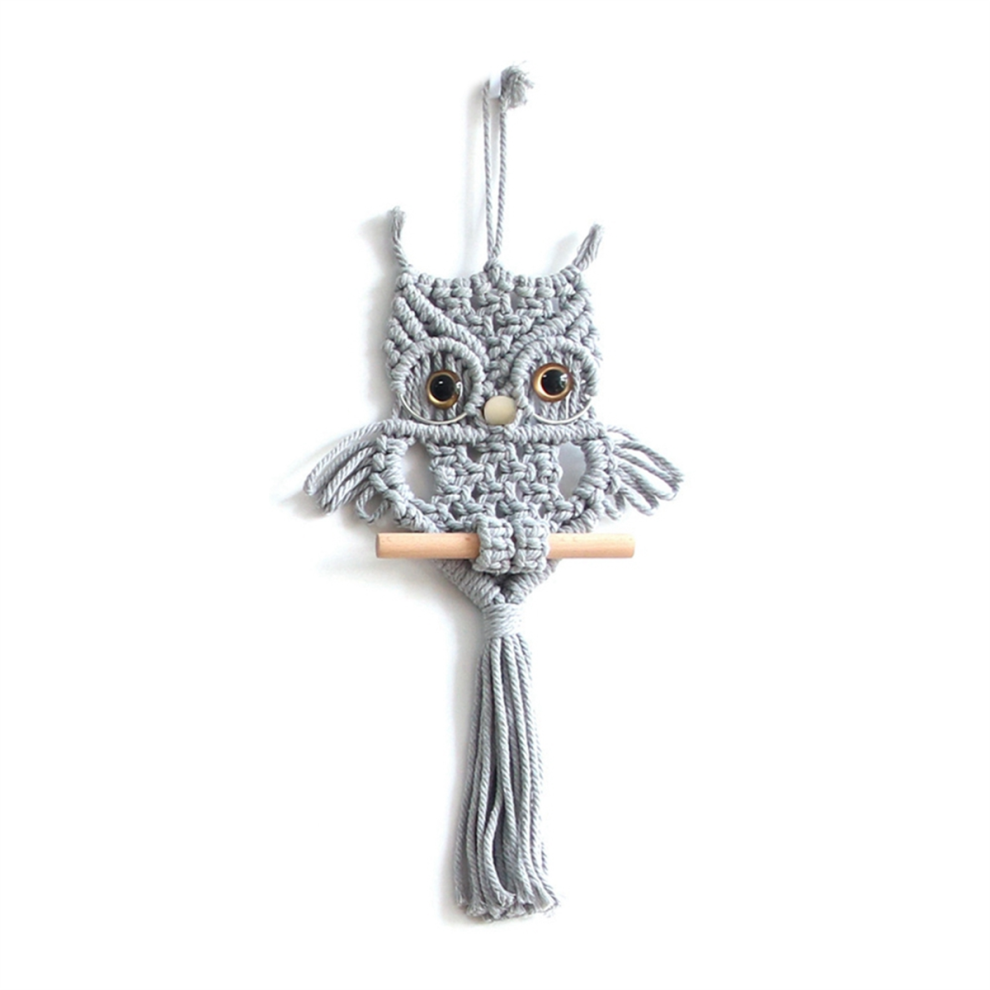 Owl Macrame Tapestry Woven Wall Hanging Pendant Ornament Bohemian Gray 4852752489642