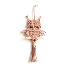 Owl Macrame Tapestry Woven Wall Hanging Pendant Ornament Bohemian Brick Red