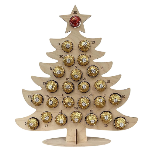 Weihnachts-Countdown-Kalender aus Holz, Baum, Schokoladenständer A 2