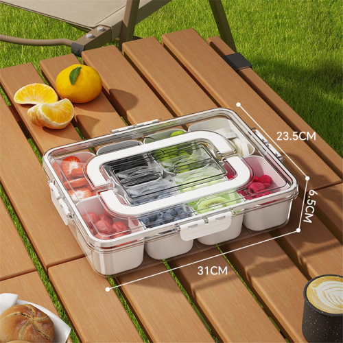 Contenitore per alimenti multiscomparto, trasparente, in plastica, per frigorifero A 2