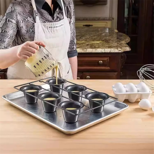 6 Cup Nonstick Popover Pan Muffin Cupcake Bakeware Pudding for Oven Baking Frittatas Muffins Quiches Cakes