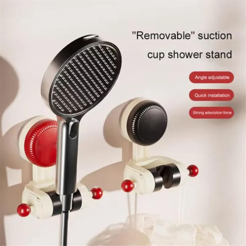 Adjustable Suction Cup Shower Holder Swivel Detachable Handheld Red 2