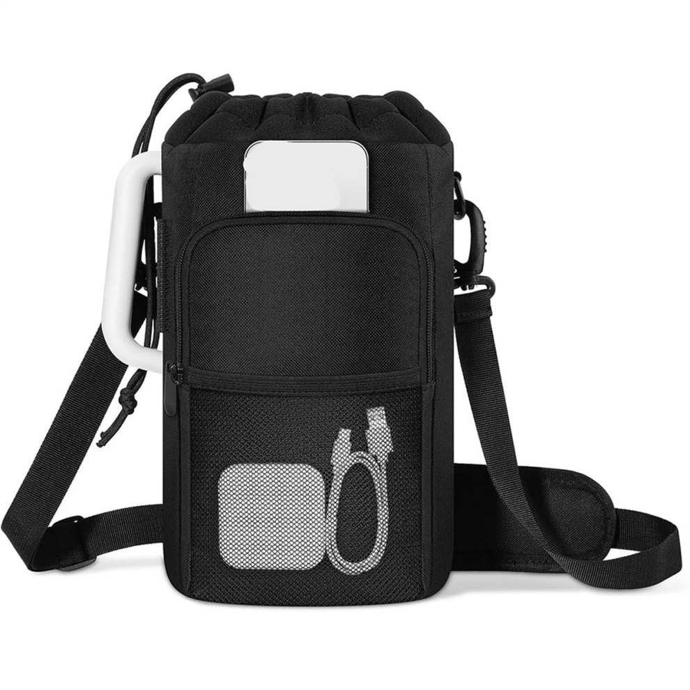 Exogio Water Bottle Holder With Strap, Insulated Carrier Pouch Phone Pocket For Walking Hiking Outdoors