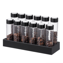 Kaffeebohnen Vorratsbehälter Display Rack Nussbaum Tee Rohr Flasche Glas Espresso Zubehör Werkzeug