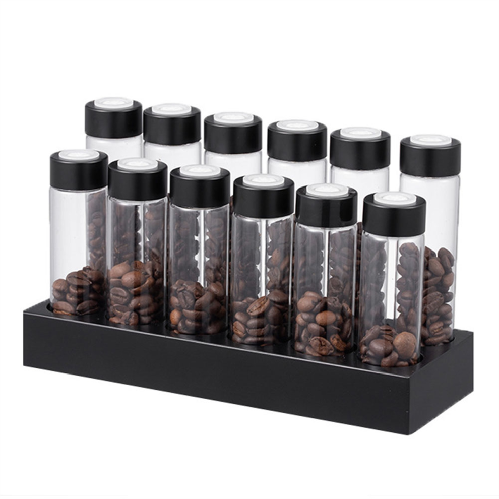 Exogio Coffee Beans Storage Container Display Rack Walnut Tea Tube Bottle Glass Espresso Accessories Tool