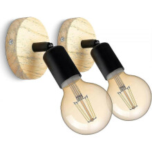Vintage Wooden Indoor Wall Light 180 Rotatable Retro Industrial Wall Lamp E27 Sconces for Bedrooms, Living Rooms, Stairs, Hallway (set Of 2)