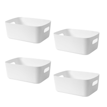 Aufbewahrungsbox aus Kunststoff für Büro, Zuhause, Küche, ordentlicher Organizer, weißer Studiokorb