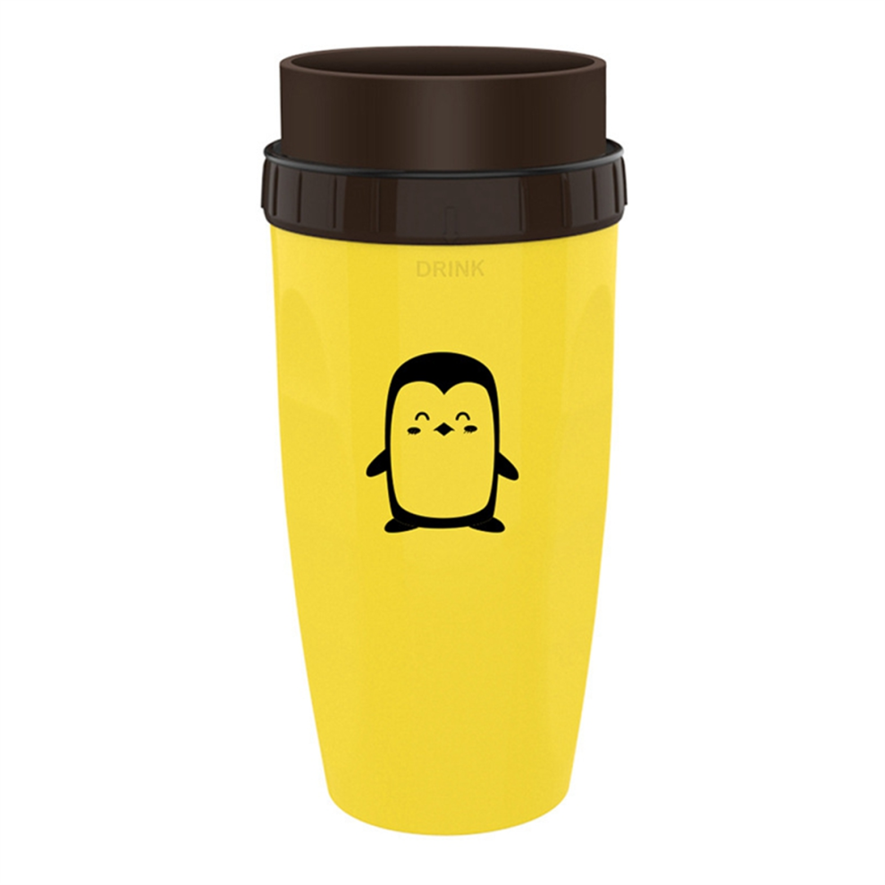 Exogio French Twist Cup, Cold Drink Coffee Juice Portable Plastic Insulation, Straw Cup Penguin