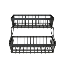 Cesto portafrutta a 2 ripiani, in metallo, per pane, portaverdure da banco, per accessori da cucina