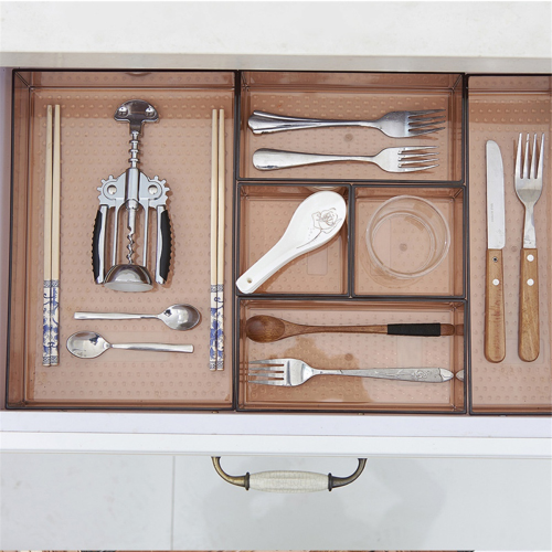 Desktop Storage Box Cabinet Drawer Plastic Separator Kitchen Tableware Frame Transparent Superimposed Cosmetic 2