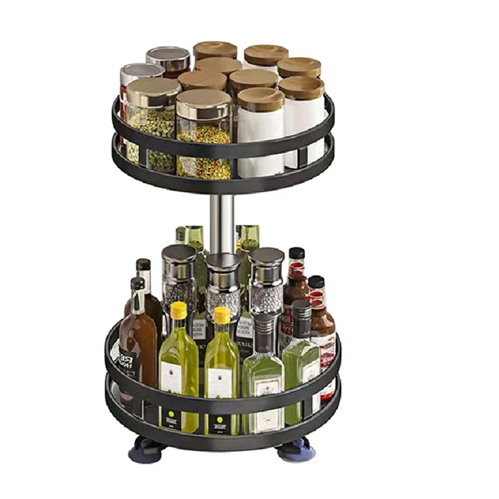 360-Degree Rotating Seasoning Rack Non-Slip Carbon Steel Storage Tray For Tank Kitchen Parts B Exogio