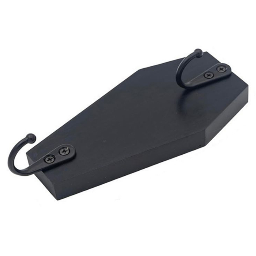 Halloween Coffin Wall Hanging, Hook for Keys - Rustic Black Wooden Hanger Keys, Mugs, Purse B-image-OPC-PJSDHDY-NEW