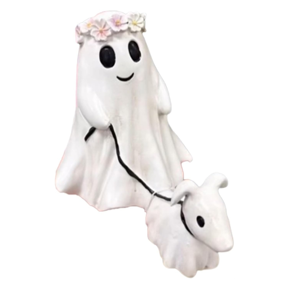Ghost Walking Dog Statue, Spooky Halloween Figurine,Halloween Statues, His B Exogio