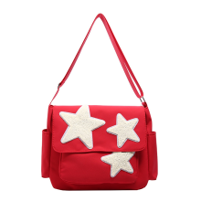 Umhängetasche für Damen, Sternendesign, verstellbar, süß, mit Seitentaschen, Schultertasche mit Reißverschluss, Rot