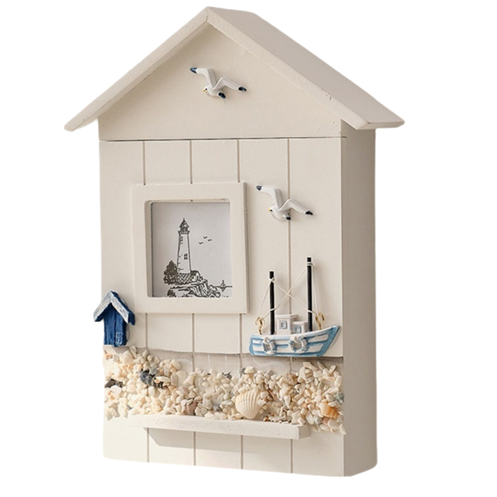 Wall Mounted Cabinet Key Rack, Wooden House Storage Box, Mediterranean Style Model Statue Home Decor Sailboat 4851992935216