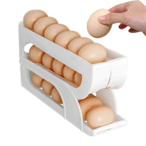 Automatic Egg Rolling Dispenser 3-Tier Holder Space-Saving Storage Container for Fridge Rack 2