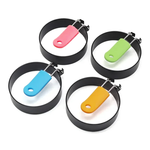 Round Omelette Maker Silicone Handle Non-Stick Ring Egg Mold Model Cake Baking 1