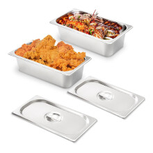2er-Pack Dampftischpfanne mit Deckel, 1/3 Größe 4 Zoll tiefe Edelstahl-Hotelpfannen, Anti-Stau-Restaurantpfannen für die Küche