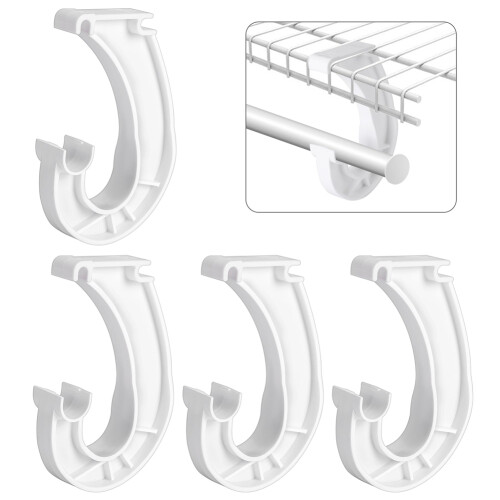 4 supporti per asta appendiabiti, supporto per ripiano da 3/4, robuste staffe a forma di J per vestiti 2