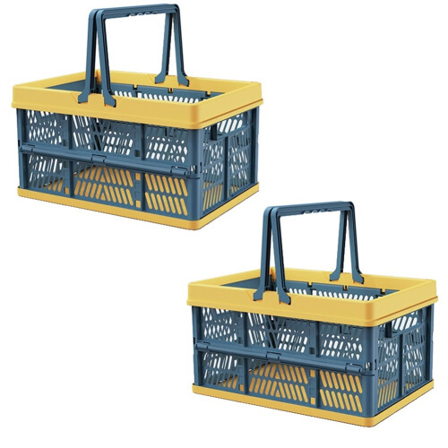 Folding Plastic Storage Basket with Handle