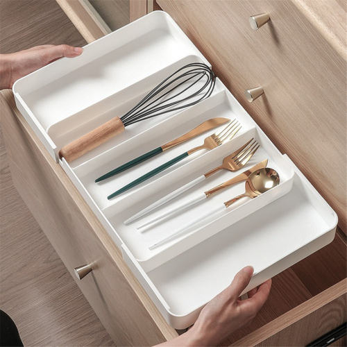 Kitchen Drawer Tableware Organization Frame Adjustable Cooking Tray Plastic Chopsticks Rack 2