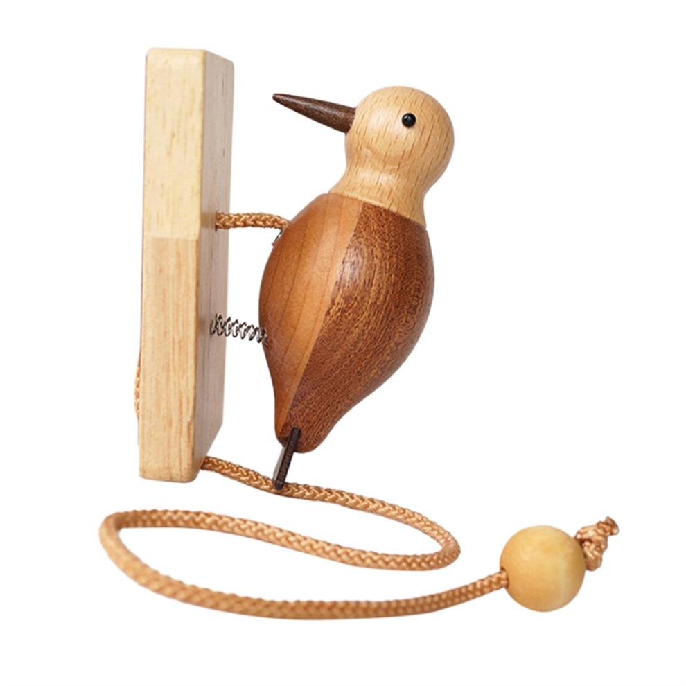Wooden Woodpecker Door Bell Easy Installation Hanging Ornament Knocker For Indoor Window Wall Kids Toy 4851992938668