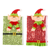 2PCS Christmas Refrigerator Handle Covers Cute Door Gloves Sequin Protector Cartoon for Fridge Microwave
