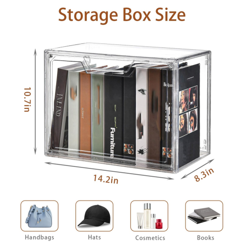 1 Pack Clear Storage Bins with Lids,Stackable Acrylic Display Case for Handbags, Cosmetic, Multifunctional Boxes 1