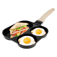 Egg Frying Pan 3 in 1 Non-Stick Omelette with Wooden Handle Kitchen Breakfast Cooking B