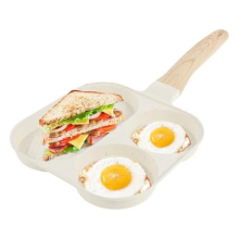 Egg Frying Pan 3 in 1 Non-Stick Omelette with Wooden Handle Kitchen Breakfast Cooking A