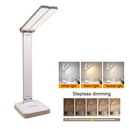 LED Desk Lamp 3 Level Dimmable Touch Night Light USB Rechargeable Eye Protection Foldable White 1