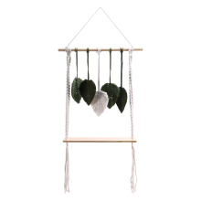 Popmician Handgefertigtes Blumenbecken aus Blättern, gewebt, strömend, Holzstab