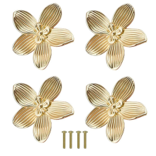 Maniglie per cassetti a forma di fiore, maniglie per mobili, cassettiere e ante dell'armadio, oro antico
