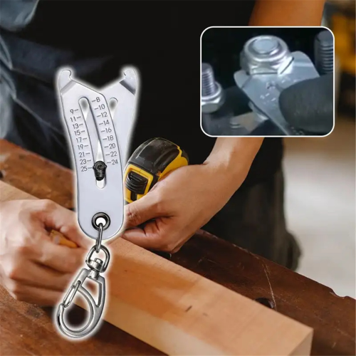 Precise Thread Size Checker Keychain Portable Caliper Gauge Hexagonal Nut Screw Manual Measure Tools 2