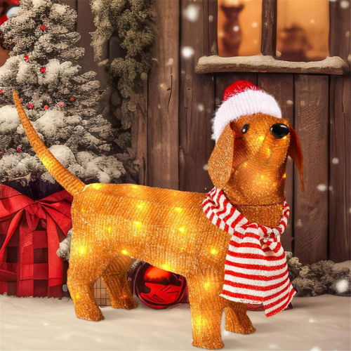 Christmas Lights Dachshund Shiny Decorations Holiday 2