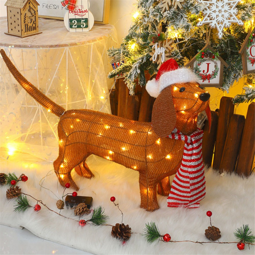 Christmas Lights Dachshund Shiny Decorations Holiday 1