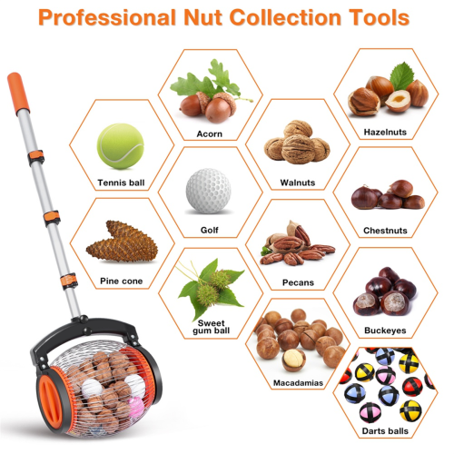 Walnuts Picker Upper Roller-Nut Gatherer,Multifunctional Nuts with Rolling Drum, Easy to Pick and Empty 2