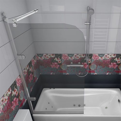Bathtub Shower Door Glass Panel Pull Rod Frameless Support Bathroom 2