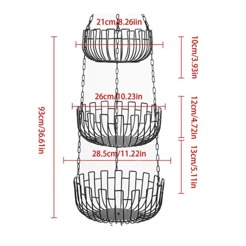 Fruit and Vegetable Basket Kitchen Holder Snack Organizer Storage Metal for Kitchens 1